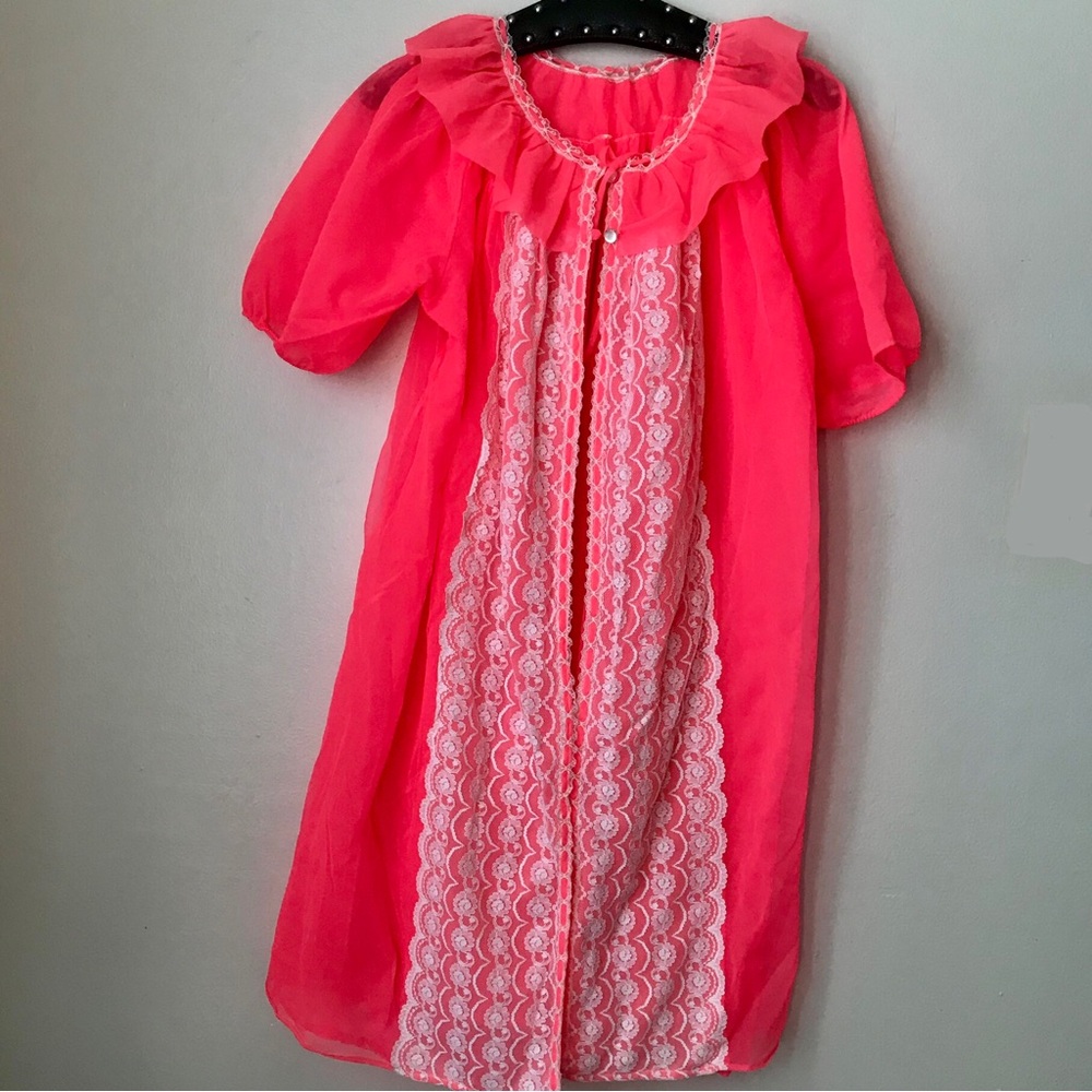 Vintage Pink Lace Robe
